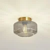 Lindby loftlampe Hildur, røggrå, glas, Ø 22 cm