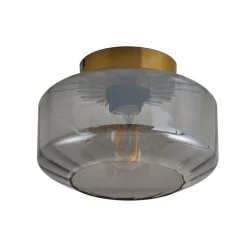 Lindby loftlampe Hildur, røggrå, glas, Ø 22 cm