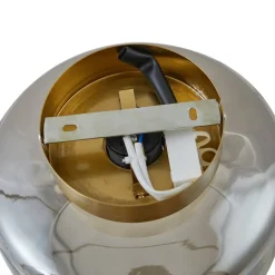 Lindby loftlampe Hildur, røggrå, glas, Ø 22 cm