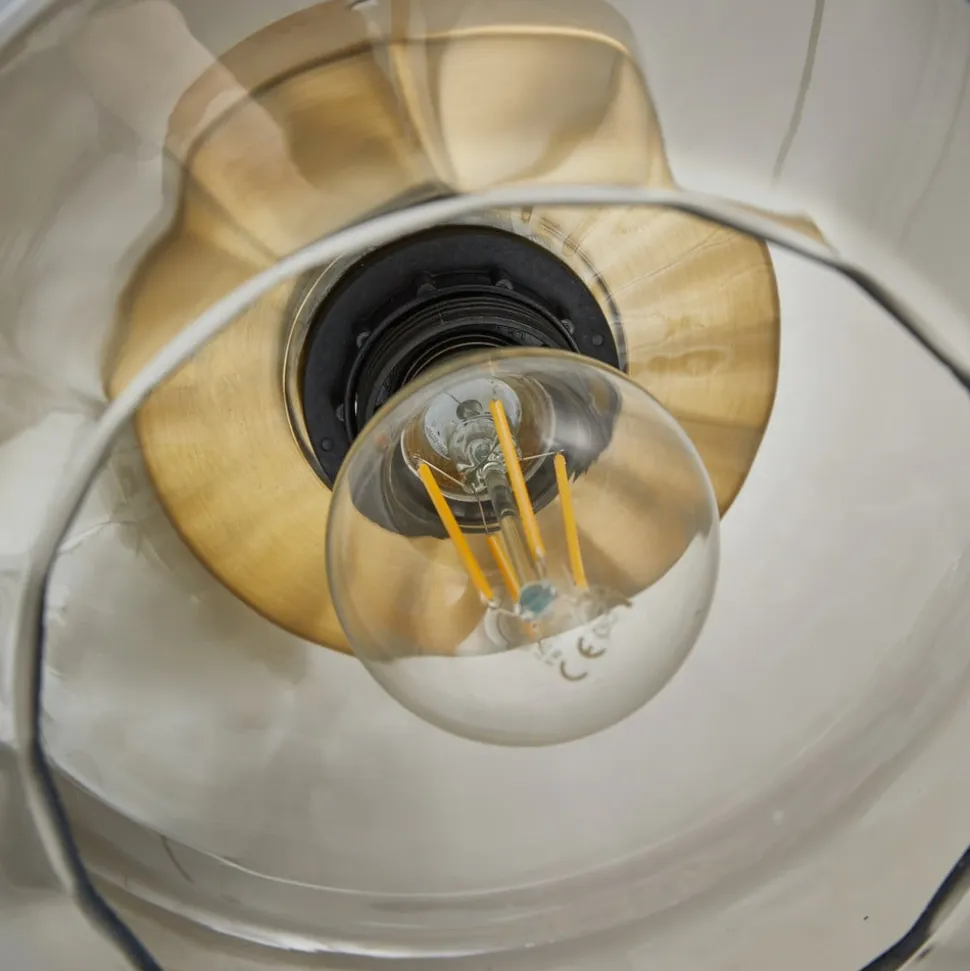 Lindby loftlampe Hildur, røggrå, glas, Ø 22 cm
