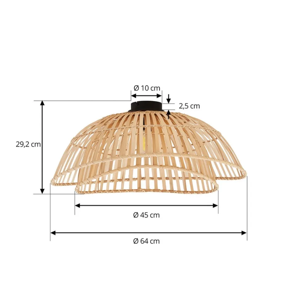 Lindby loftlampe Ilajus, Ø 62 cm, naturlig bambus