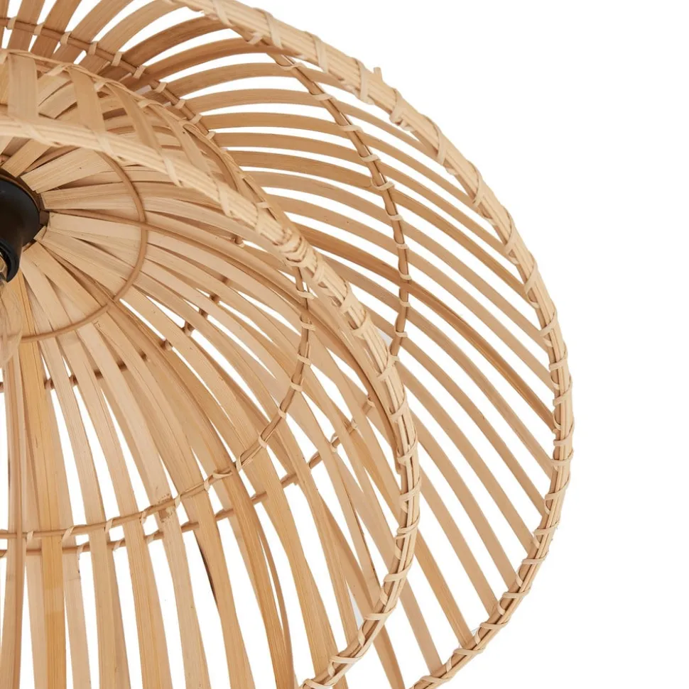 Lindby loftlampe Ilajus, Ø 62 cm, naturlig bambus