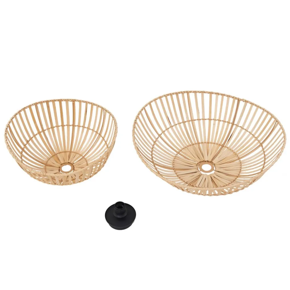 Lindby loftlampe Ilajus, Ø 62 cm, naturlig bambus