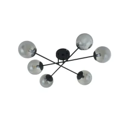 Lindby loftlampe Isamer, røggrå, Ø 80 cm, kugle