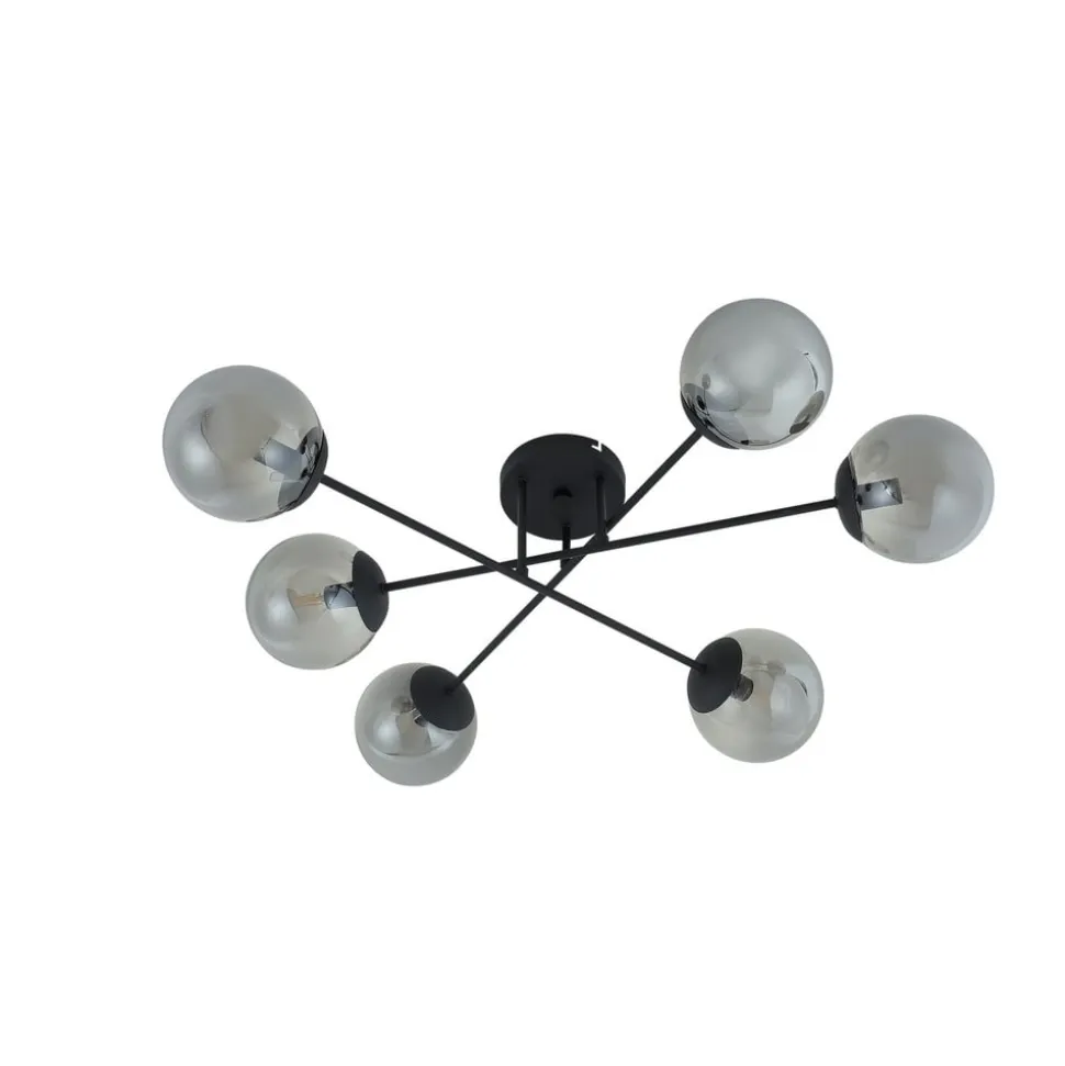 Lindby loftlampe Isamer, røggrå, Ø 80 cm, kugle