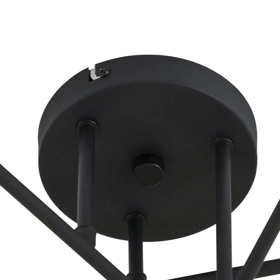 Lindby loftlampe Isamer, smoke grey/amber, Ø 80 cm, globe