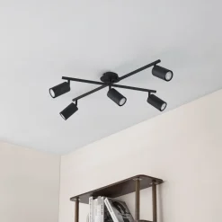 Lindby loftlampe Joffrey, 78 cm, sort, 5 lyskilder, GU10