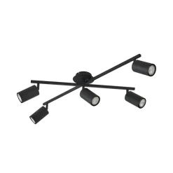 Lindby loftlampe Joffrey, 78 cm, sort, 5 lyskilder, GU10