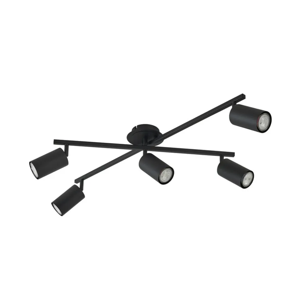 Lindby loftlampe Joffrey, 78 cm, sort, 5 lyskilder, GU10