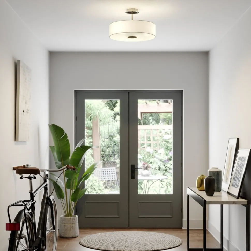 Lindby loftlampe Josia, hvid, stof, Ø 47 cm, E27