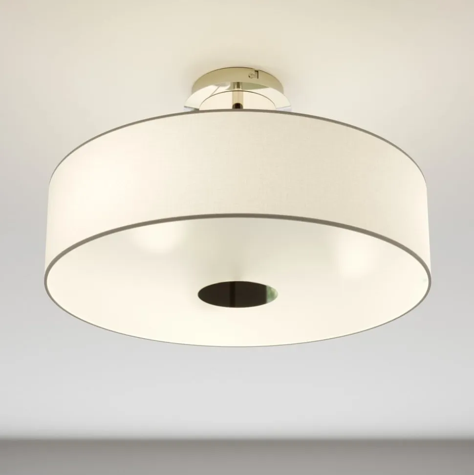 Lindby loftlampe Josia, hvid, stof, Ø 47 cm, E27