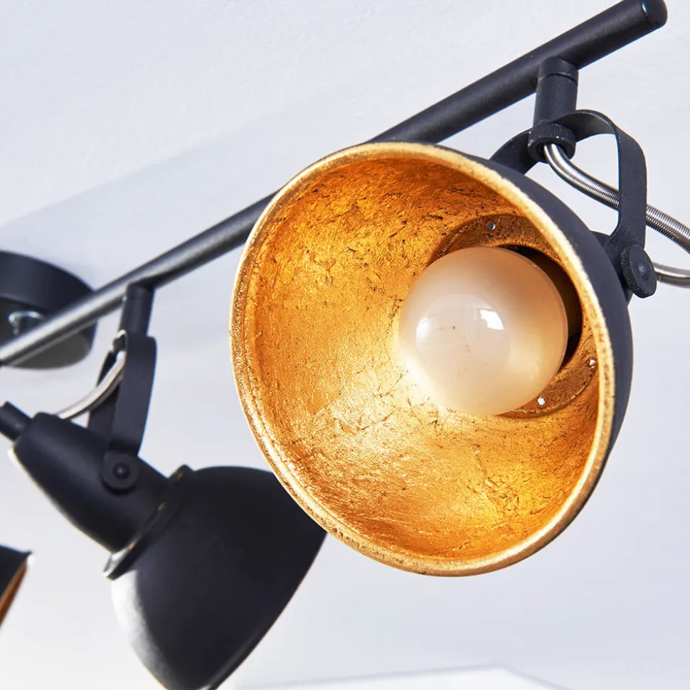 Lindby loftlampe Julin, 85 cm, 4 lyskilder, sort-guld