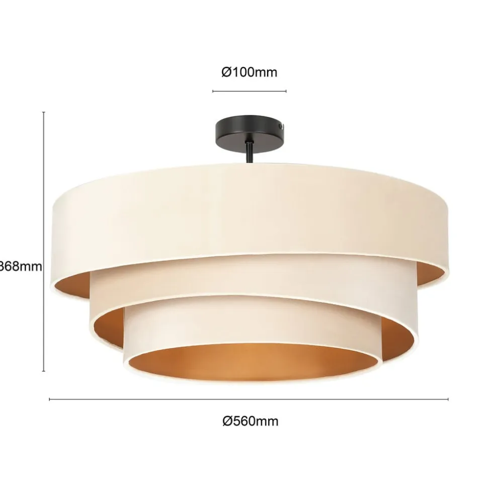 Lindby loftlampe Jusari, creme, tekstil, Ø 56 cm, E27