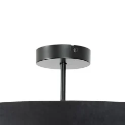 Lindby loftlampe Jusari, sort, tekstil, Ø 56 cm, E27