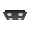 Lindby loftlampe Jyla, sort, 3.000 K, 4 lyskilder, linse