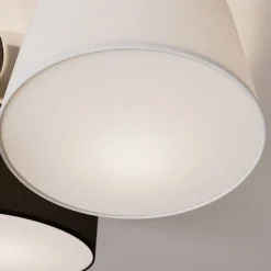 Lindby loftlampe Laurenz, 3 lyskilder, grå/brun, tekstil