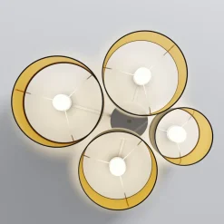 Lindby loftlampe Laurenz, 4 lyskilder, sort/guld, tekstil