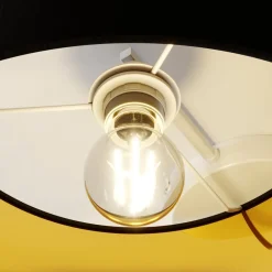 Lindby loftlampe Laurenz, 3 lyskilder, sort/guld, tekstil