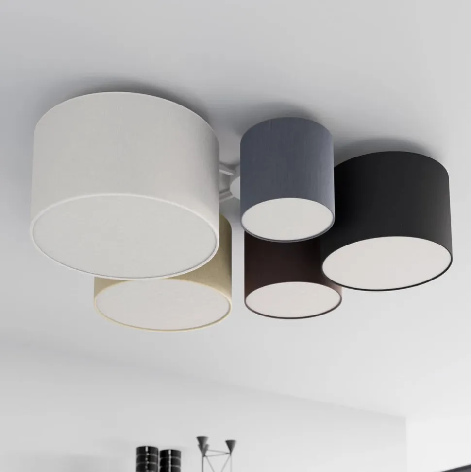 Lindby loftlampe Laurenz, 5 lyskilder, 93 cm, brun/beige, E27