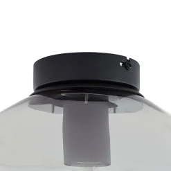 Lindby loftlampe Lelia, røggrå, glas, Ø 35 cm