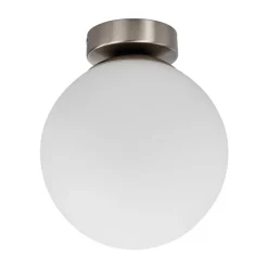 Lindby loftlampe Lennie, hvid, glas, Ø 20 cm, IP44, E27