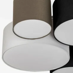 Lindby loftlampe Lettie, grå/sort/hvid, 5 lyskilder, E27
