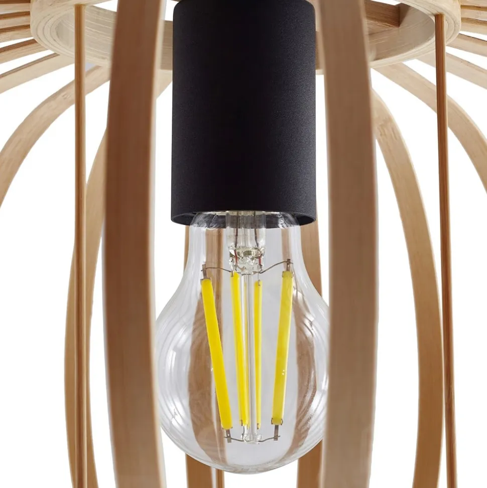 Lindby Loftlampe Lielle, naturlig bambus, Ø 38 cm