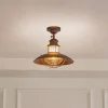 Lindby loftlampe Louisanne, brun, metal, Ø 35cm