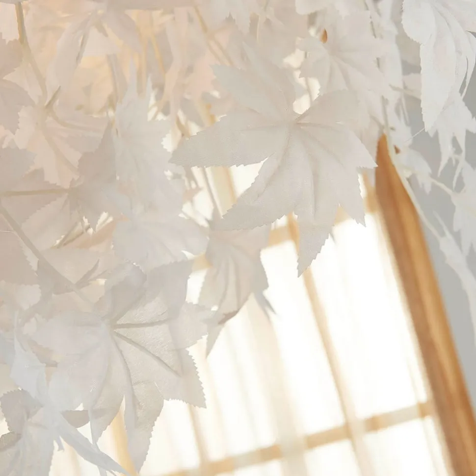 Lindby loftlampe Maple, Ø 70 cm, krom, hvid, tekstil