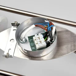 Lindby loftlampe Marena, 6 lyskilder, glas, træ, 180 cm lang
