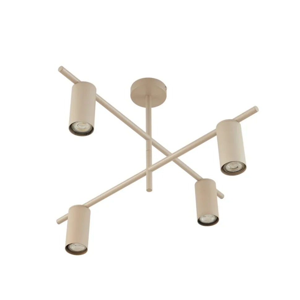 Lindby loftlampe Marilou, beige, 4 lyskilder, Ø 70 cm