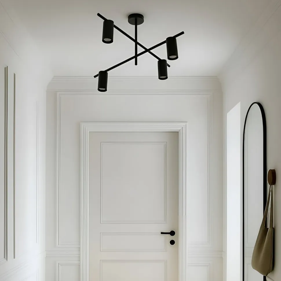 Lindby loftlampe Marilou, sandsort, 4 lyskilder, Ø 70 cm