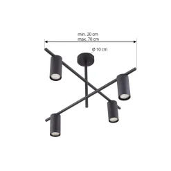 Lindby loftlampe Marilou, sandsort, 4 lyskilder, Ø 70 cm