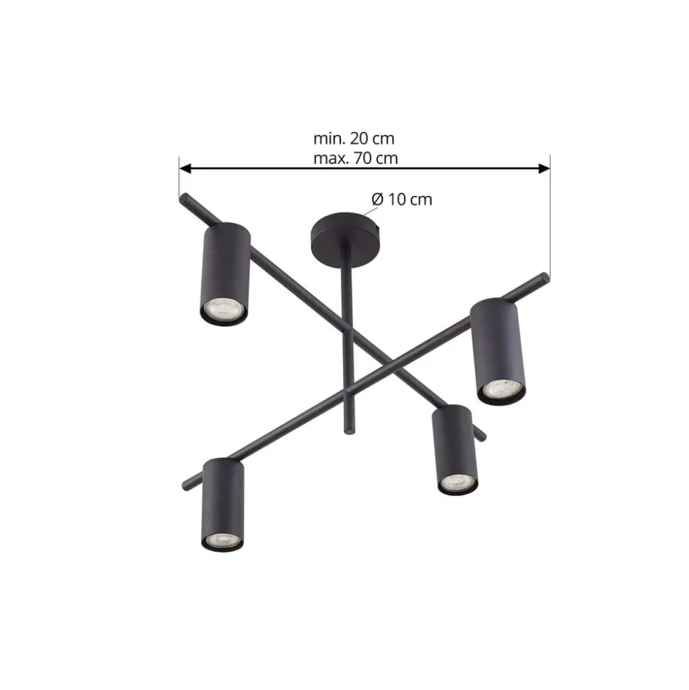 Lindby loftlampe Marilou, sandsort, 4 lyskilder, Ø 70 cm