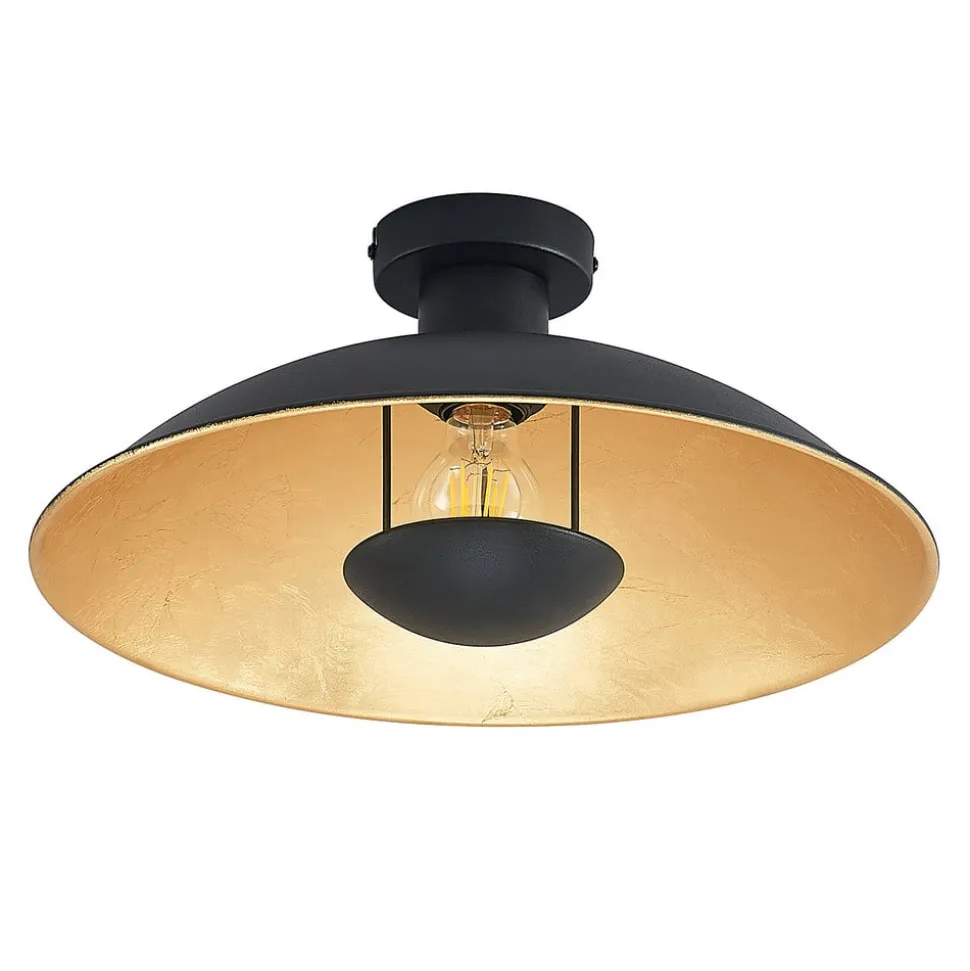 Lindby loftlampe Narisara, Ø 40 cm, E27, sort-guld