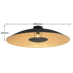 Lindby loftlampe Narisara, Ø 80 cm, E27, sort-guld