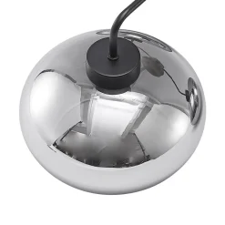 Lindby loftlampe Navidia, Ø 67 cm, sort, røgfarvet glas