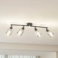 Lindby loftlampe Netty, 4 lyskilder, grå, glas