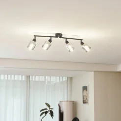 Lindby loftlampe Netty, 4 lyskilder, grå, glas