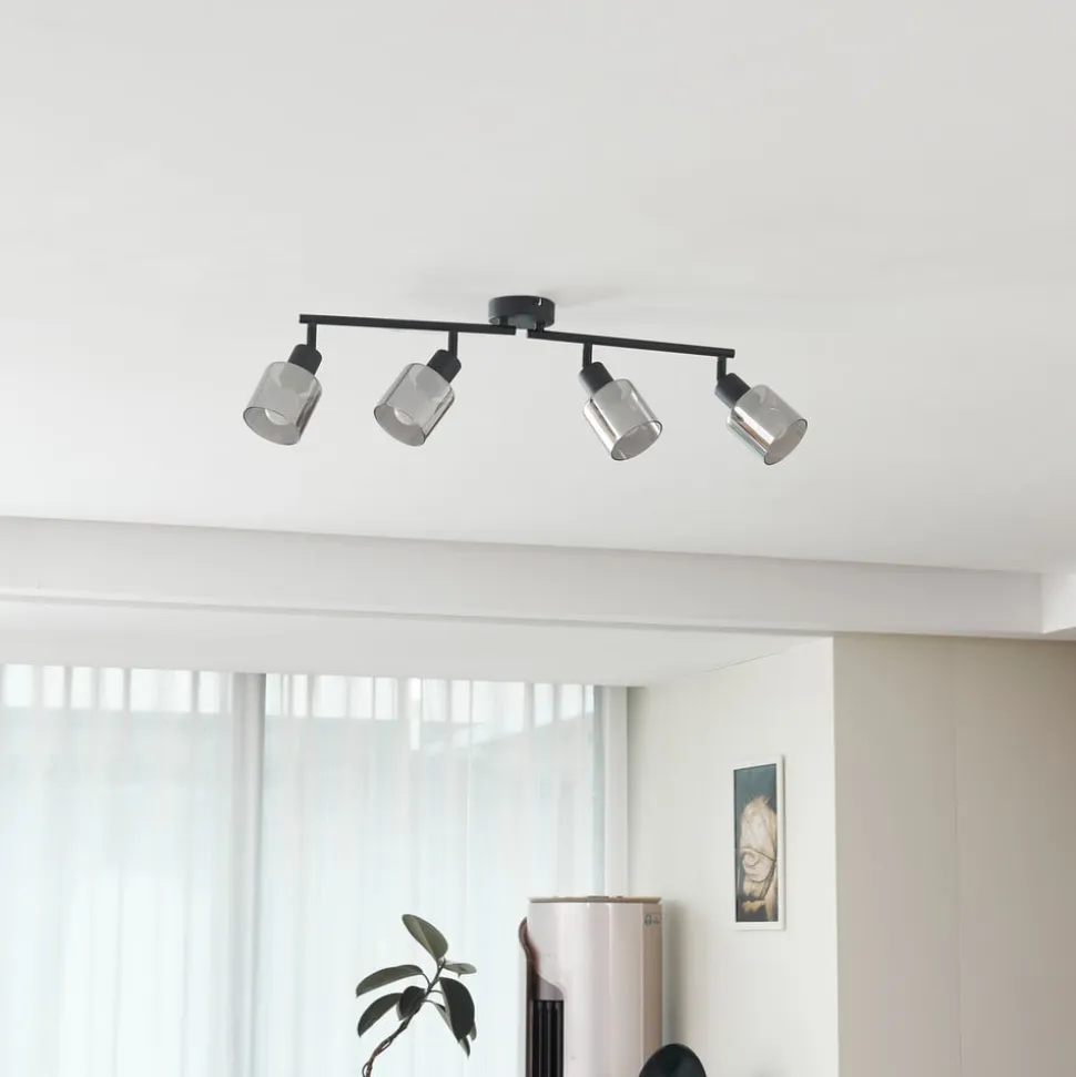 Lindby loftlampe Netty, 4 lyskilder, grå, glas