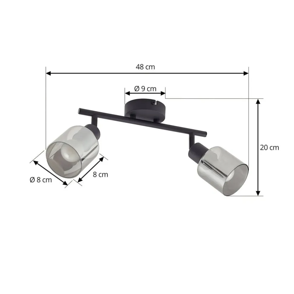 Lindby loftlampe Netty, 4 lyskilder, grå, glas