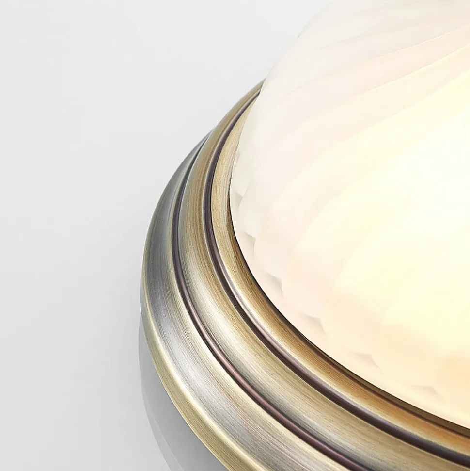 Lindby loftlampe Pakka, messingfarvet, glas, 31 cm, E27