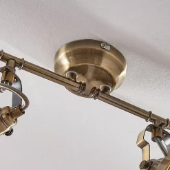 Lindby loftlampe Perseas, 78 cm, 4 lyskilder, antik messing, GU10