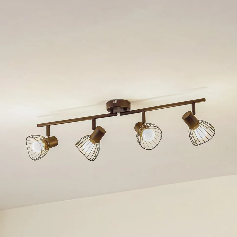 Lindby loftlampe Piena, sort, 4 lyskilder, metal, 70 cm