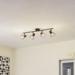 Lindby loftlampe Piena, sort, 4 lyskilder, metal, 70 cm