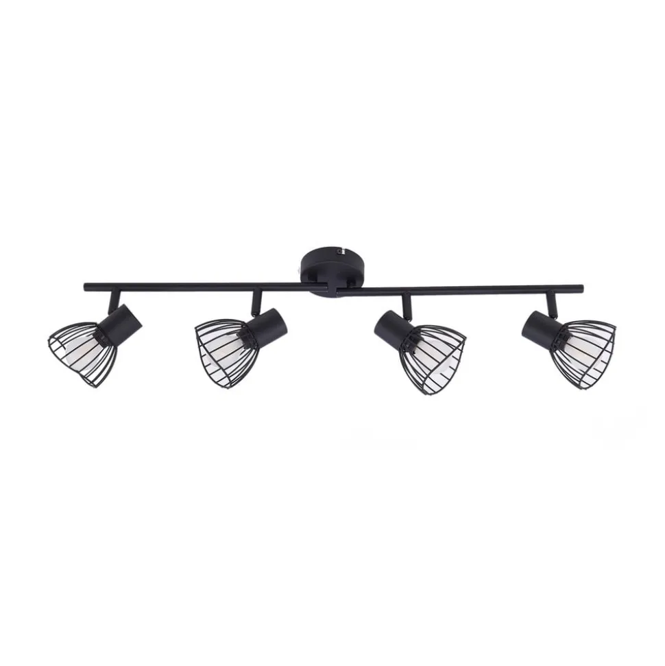Lindby loftlampe Piena, sort, 4 lyskilder, metal, 70 cm