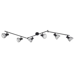 Lindby loftlampe Piena, sort, 6 lyskilder, metal, 150 cm