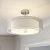 Lindby loftlampe Pikka, hvid, tekstil, Ø 50 cm, E27