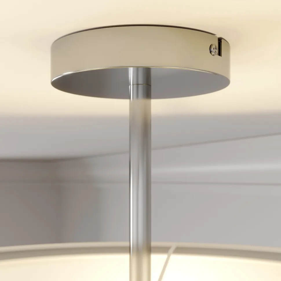 Lindby loftlampe Pikka, hvid, tekstil, Ø 50 cm, E27