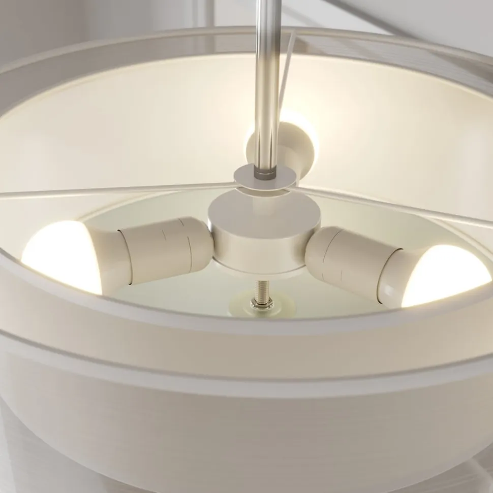 Lindby loftlampe Pikka, hvid, tekstil, Ø 50 cm, E27